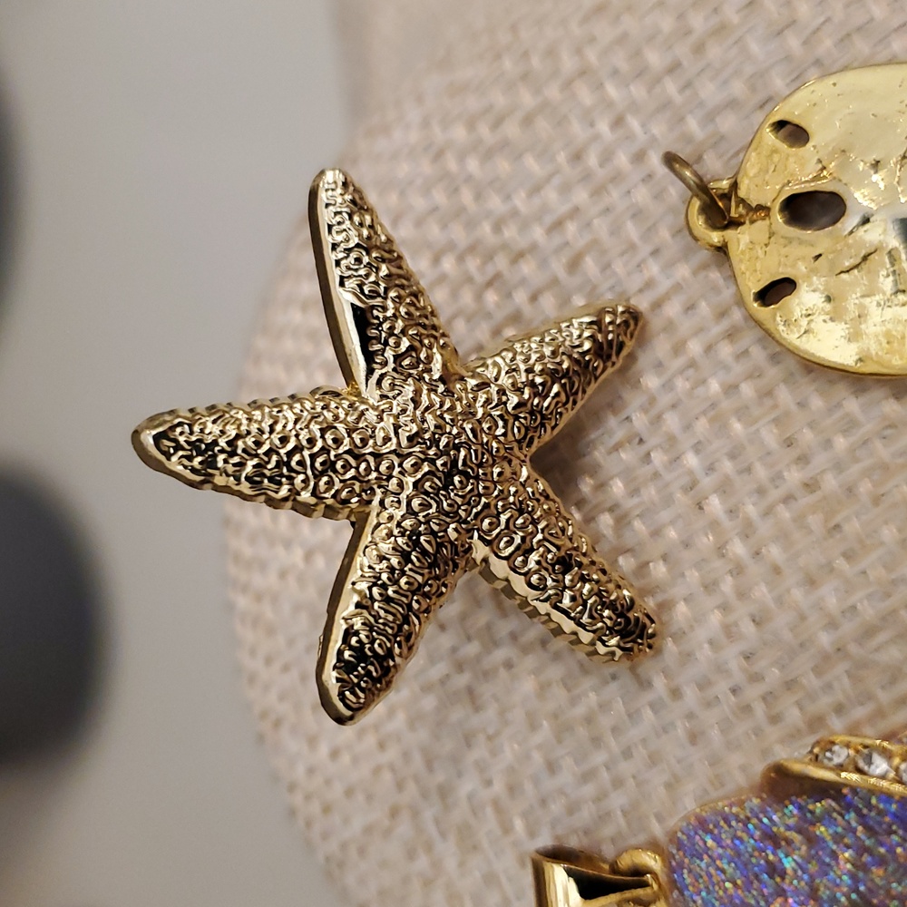 Rhinestone Glitter Flip Flop and Sand Dollar Pendant Set - Picture 5 of 7